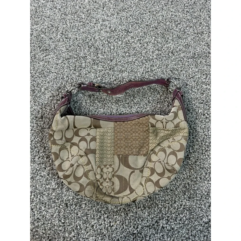 Vintage Y2K Coach SoHo Signature Patchwork Small Hobo Bag Brown & Burgundy